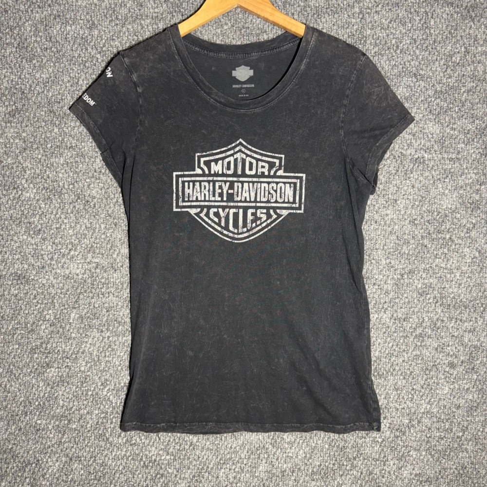 Harley-Davidson Wounded Warrior Project Graphic T-Shirt XL Faded Black Acid Wash